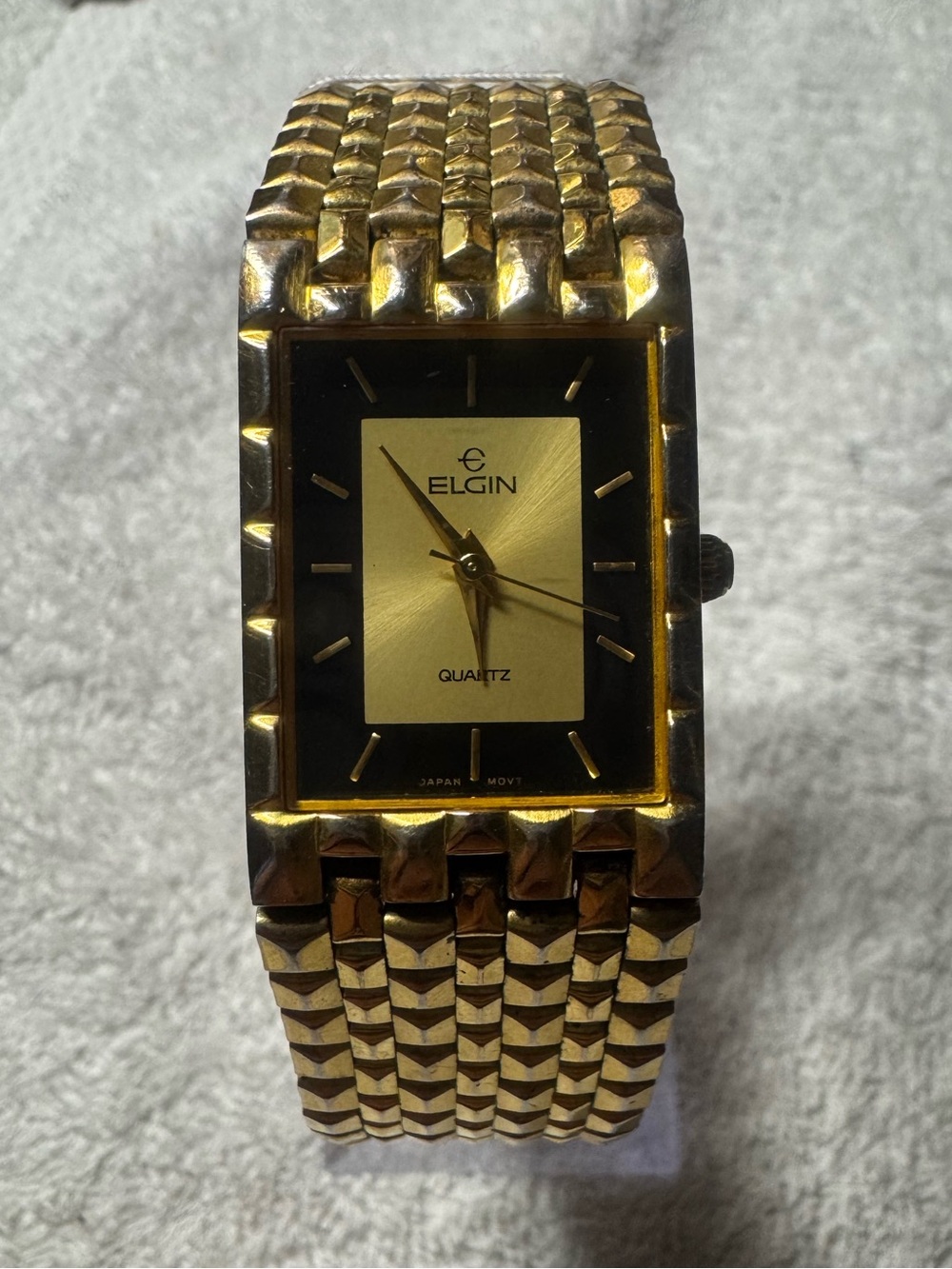 Elgin Men's Gold-Tone Rectangular Dress Watch